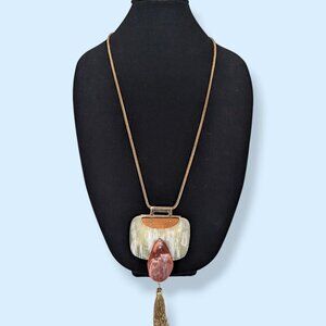 Vintage Lucite Suitcase Statement Pendant Necklace